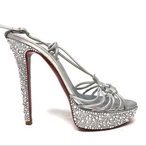 ✨LOUBOUTIN✨ OMG!! Strass Silver “Discolilou”  37.5